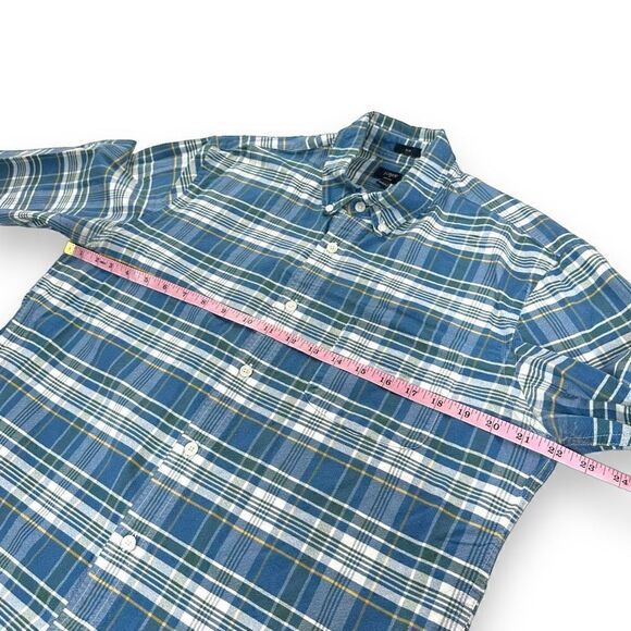 J. Crew Shirt Mens Size Large L Blue Plaid Oxford Slim Long Sleeve Button Down - Picture 6 of 8